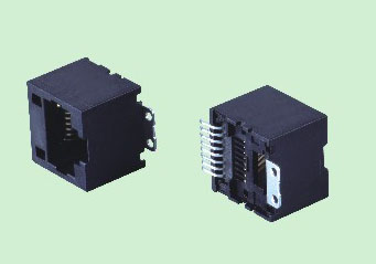 RV008-1 RJ45立式全塑SMT帶接地片