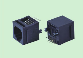 RV012-1 RJ45立式全塑斜邊有耳DIP